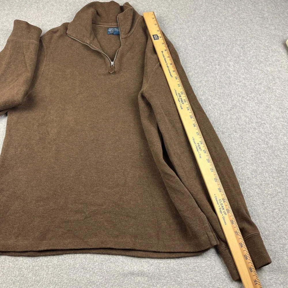 Polo Ralph Lauren 1/4 Zip Pullover Mens Medium Brown Cotton Knit Sweater